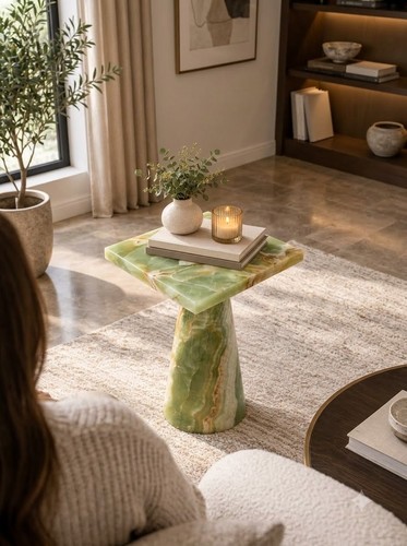 Green onyx side table - green,